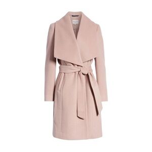 Calvin Klein Belted Wool Wrap Coat Pale Pink  Blush XXS / XS Unworn Winter Glam